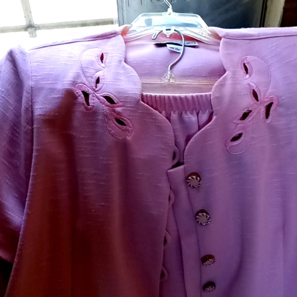 Pink jacket and skirt